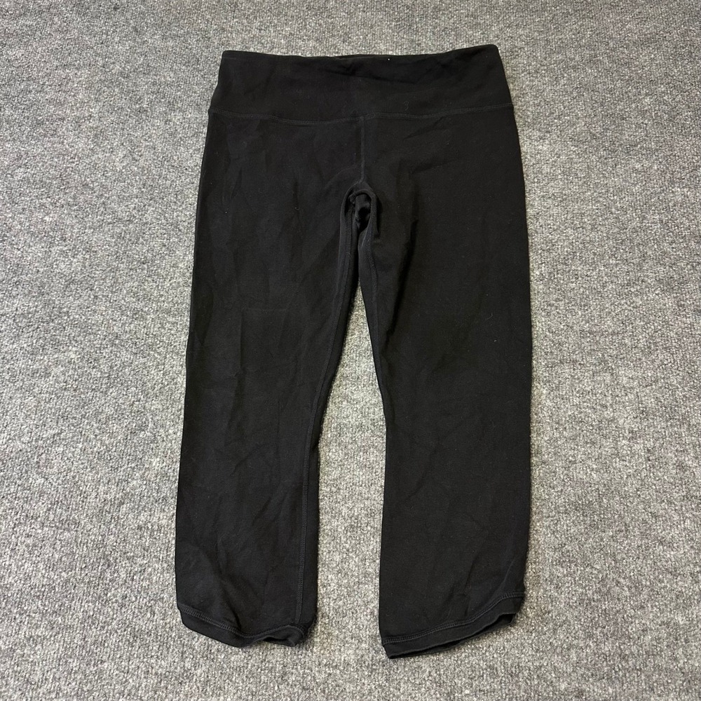 Athleta Leggings Womens Size L Black Cropped High Rise Athletic Yoga Tulip Hem